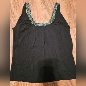 Embellished Black Sleeveless Top